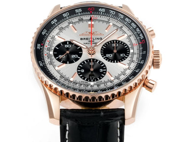 Chronograph - Rosegold bezel - Panda fece - N-Timer - Black Leather - Automatic - 43mm