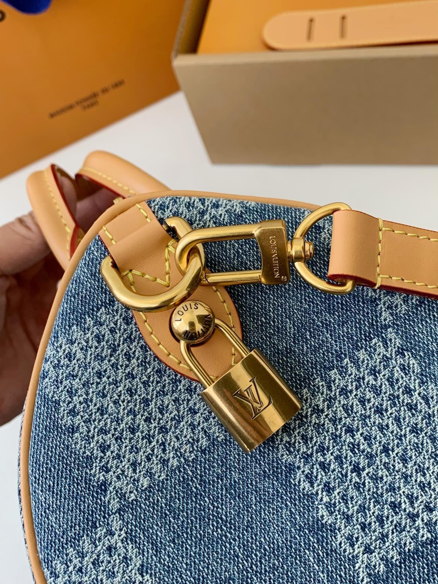 LV SPEEDY 25bandouli ère tannin denim handbag