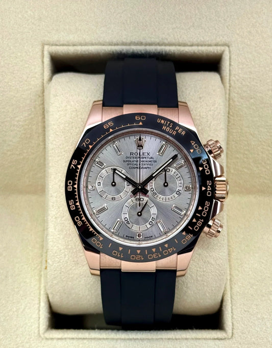 Daytona 40mm 116515LN Oysterflex Sundust Baguette Dial