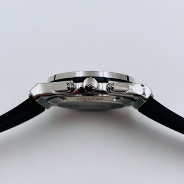 Chronograph -Black - White 904L Steel - Black Rubber - Quartz - 41mm