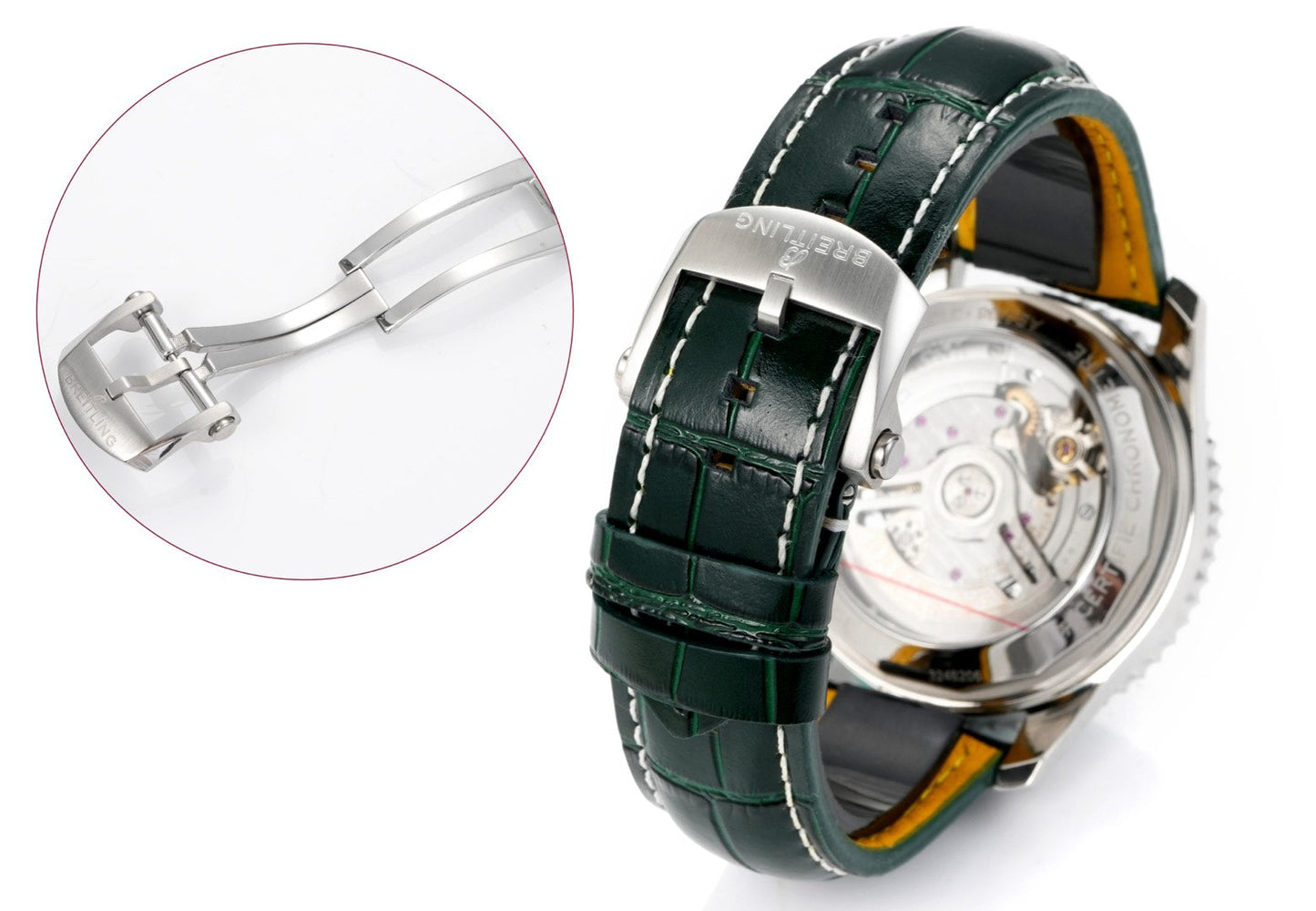 Chronograph - White bezel - Green White - N-Timer - Green Leather - Automatic - 43mm