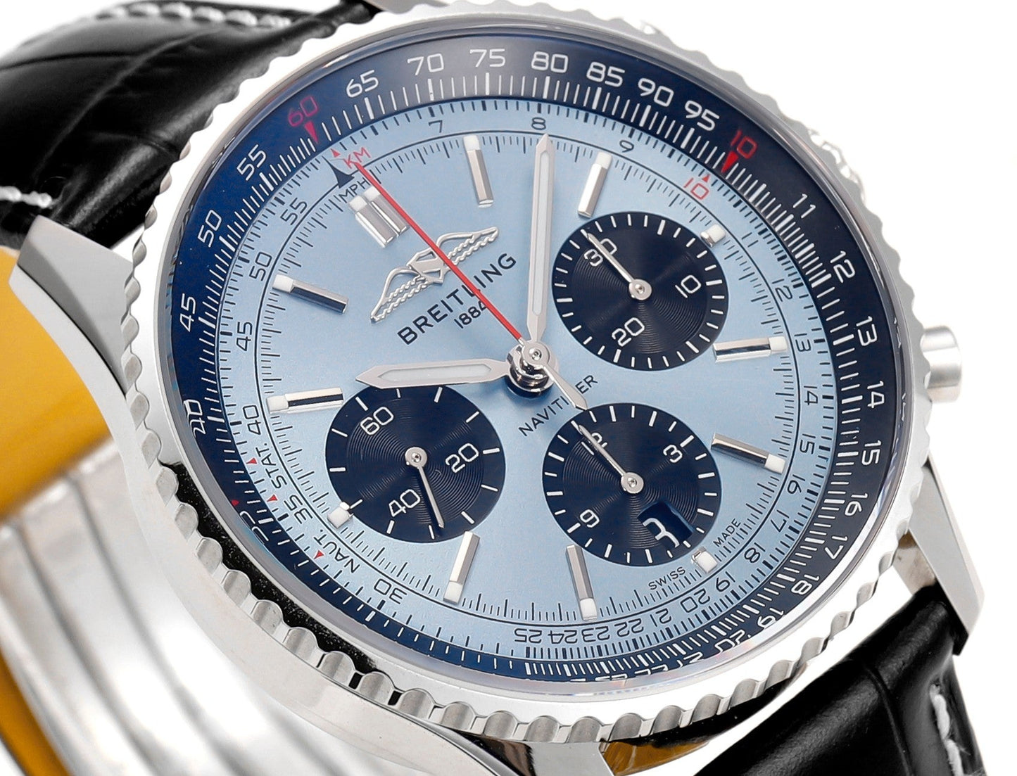 Chronograph - Blue Ceramic - Light Blue N-Timer - Black Leather - Automatic - 43mm