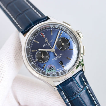 Chronograph - Blue - Blue Leather - Automatic - 42mm