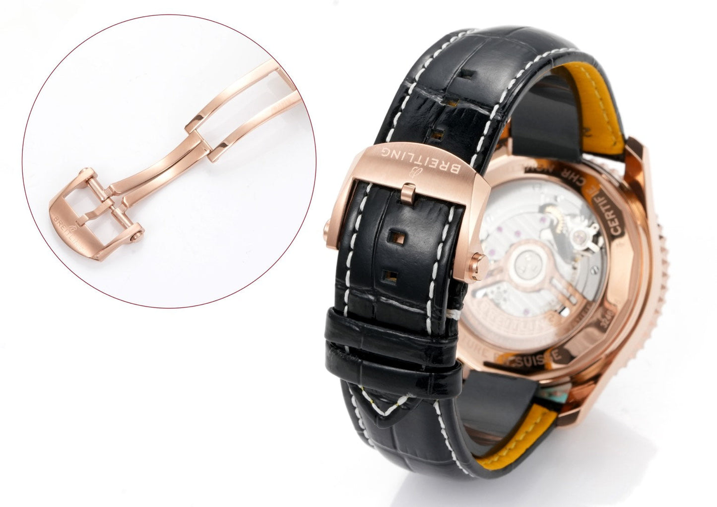 Chronograph - Rosegold Ceramic -Green- N-Timer - Black Leather - Automatic - 43mm