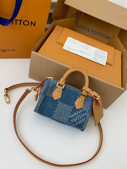 LV SPEEDY 18bandouli ère tannin denim Handbag
