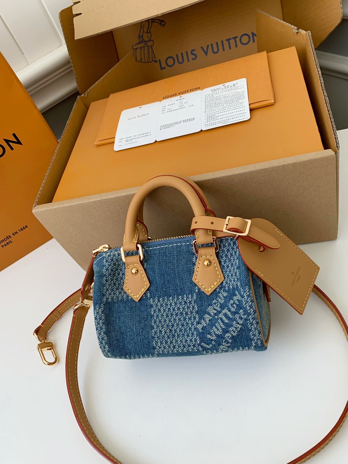 LV SPEEDY 18bandouli ère tannin denim Handbag