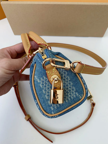 LV SPEEDY 18bandouli ère tannin denim Handbag