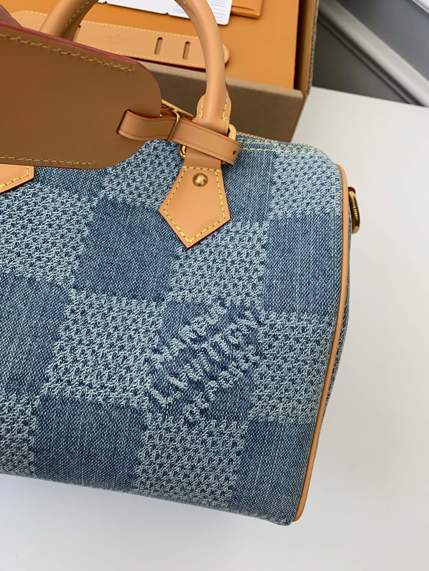 LV SPEEDY 25bandouli ère tannin denim handbag