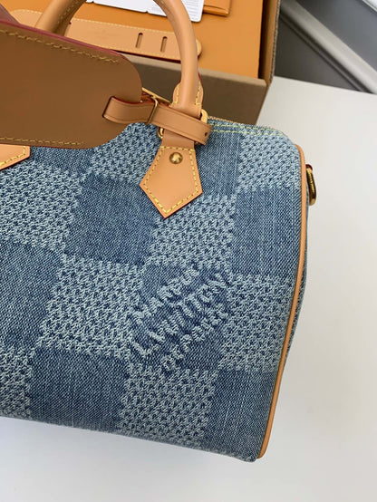 LV SPEEDY 25bandouli ère tannin denim handbag