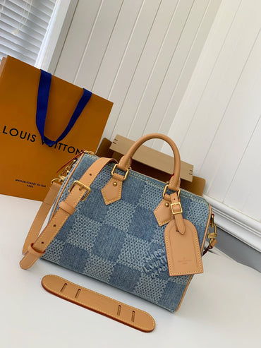 LV SPEEDY 25bandouli ère tannin denim handbag