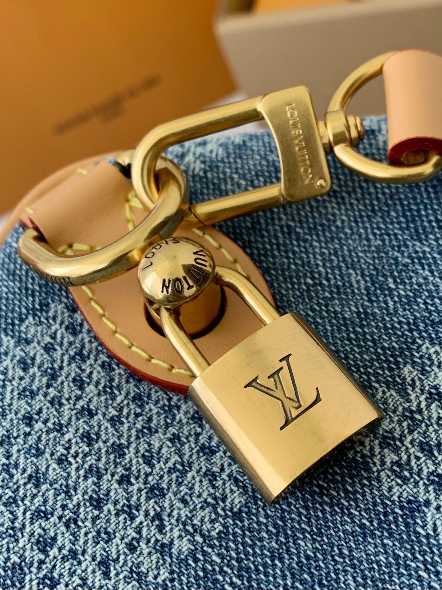 LV SPEEDY 25bandouli ère tannin denim handbag