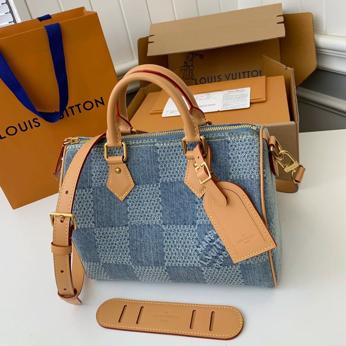 LV SPEEDY 25bandouli ère tannin denim handbag