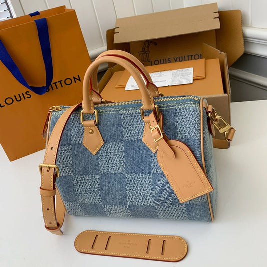 LV SPEEDY 25bandouli ère tannin denim handbag