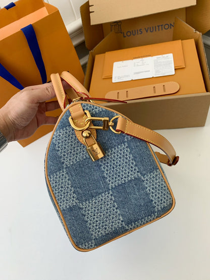 LV SPEEDY 25bandouli ère tannin denim handbag