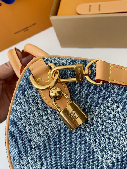 LV SPEEDY 25bandouli ère tannin denim handbag