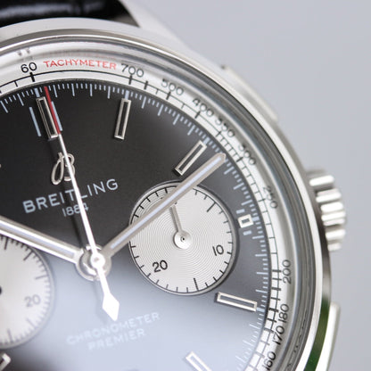 Chronograph -Silver Black - Black Leather - Automatic - 42mm