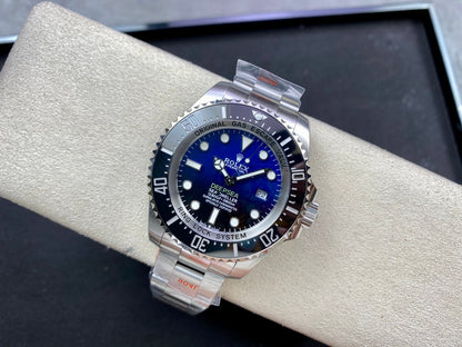 L Size - Blue Black -White 904L Steel -Automatic- 44mm