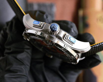 Chronograph -Silver Ceramic Yellow - Black Rubber - Quartz - 43mm