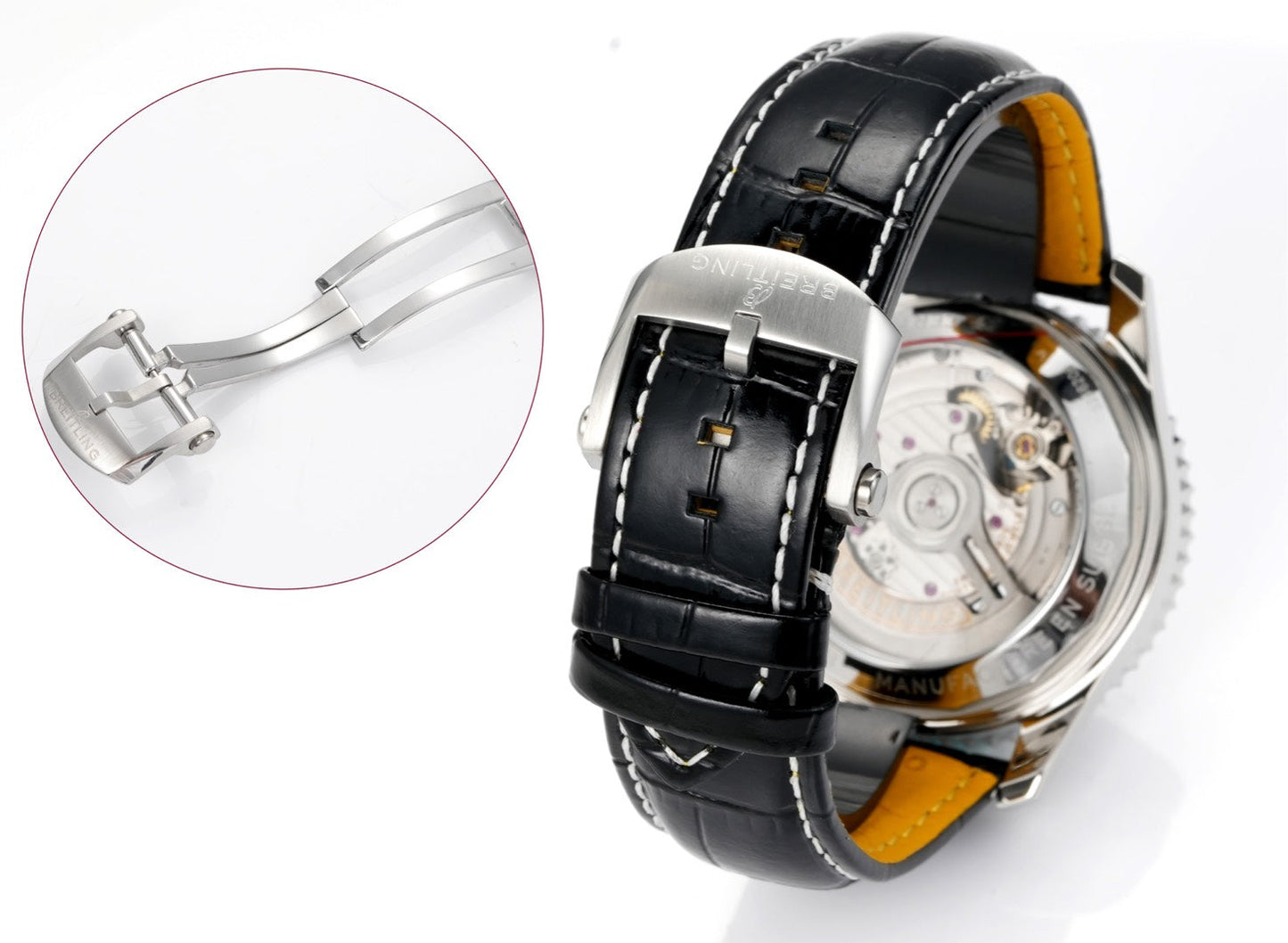 Chronograph - White Bezel- Panda Face - N-Timer - Black Leather - Automatic - 43mm