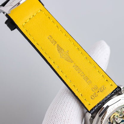 Chronograph - Panda face - Black Leather - Automatic - 42mm