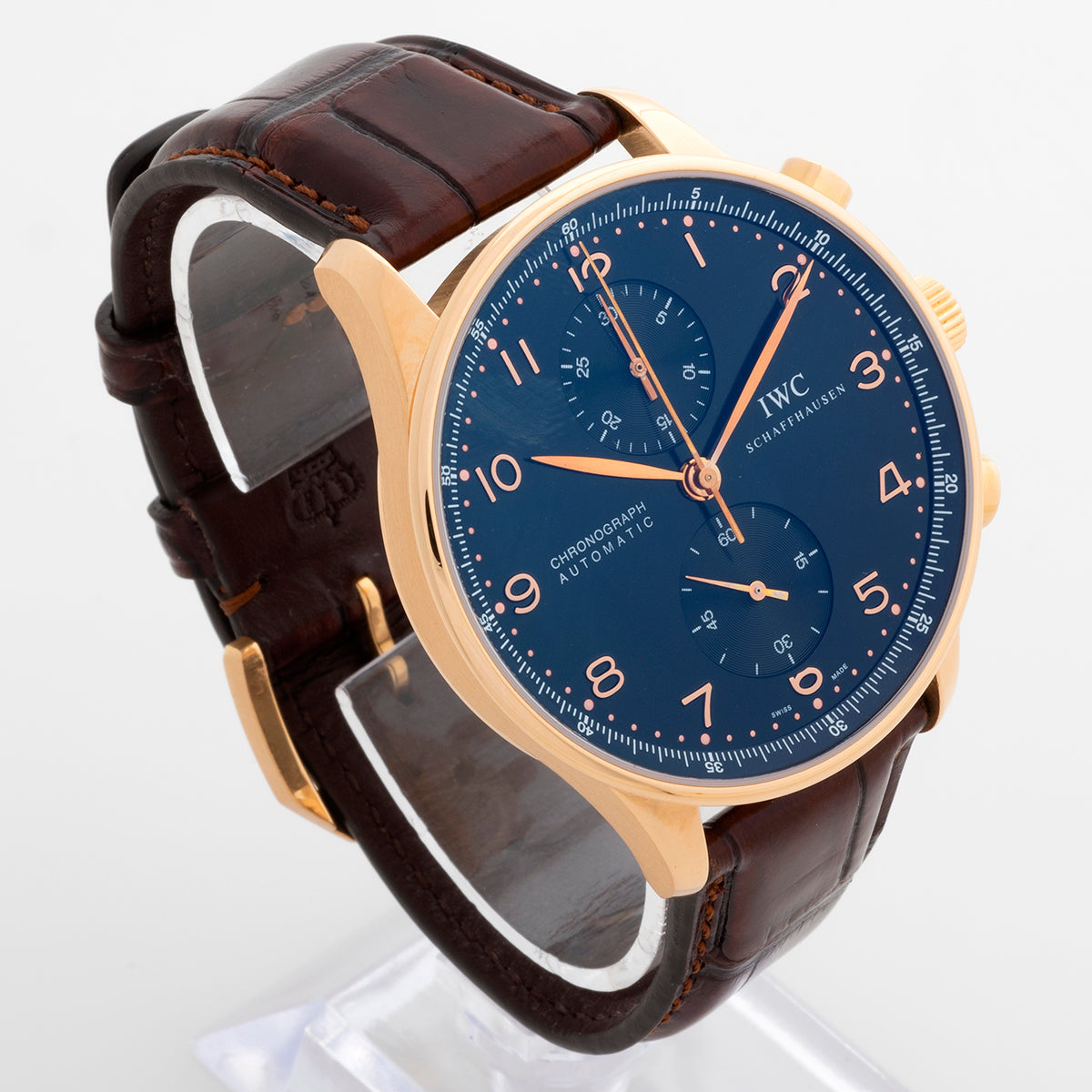 Chronograph -Blue Yellow - Brown Leather- Quartz -41mm