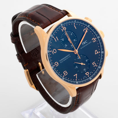 Chronograph -Blue Yellow - Brown Leather- Quartz -41mm