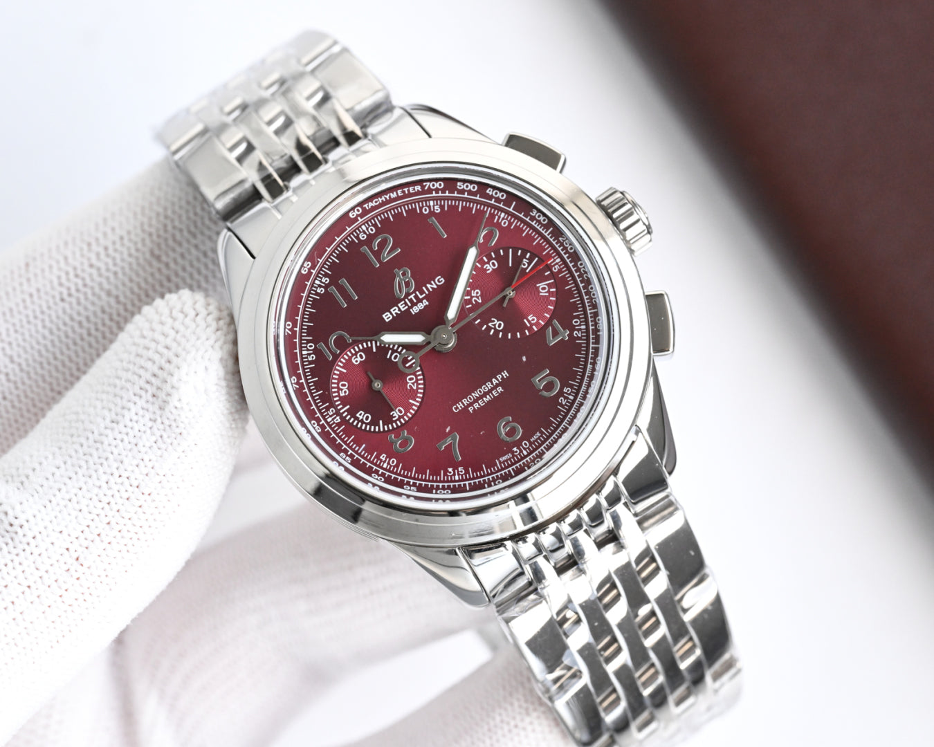 Chronograph - Red White - Silver 316L Steel - Automatic - 42mm