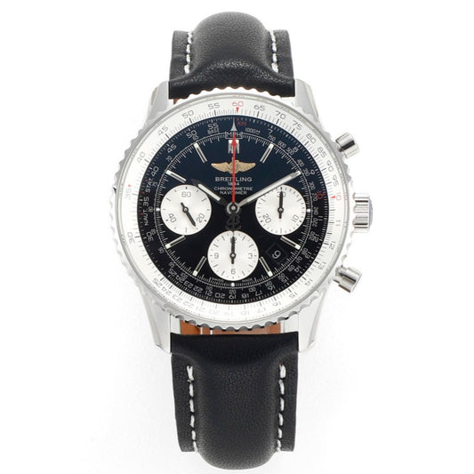 Chronograph - White Ceramic - Black White- N-Timer - Black Leather - Automatic - 43mm