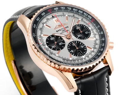 Chronograph - Rosegold bezel - Panda fece - N-Timer - Black Leather - Automatic - 43mm