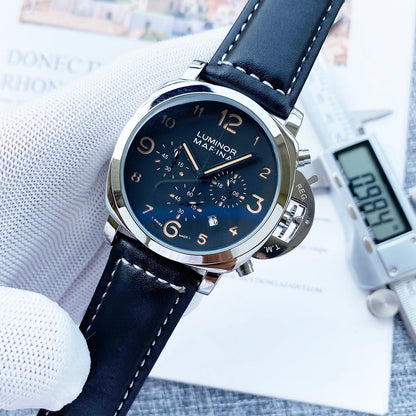 Chronograph - Silver - Darkblue Rubber - Quartz - 50mm