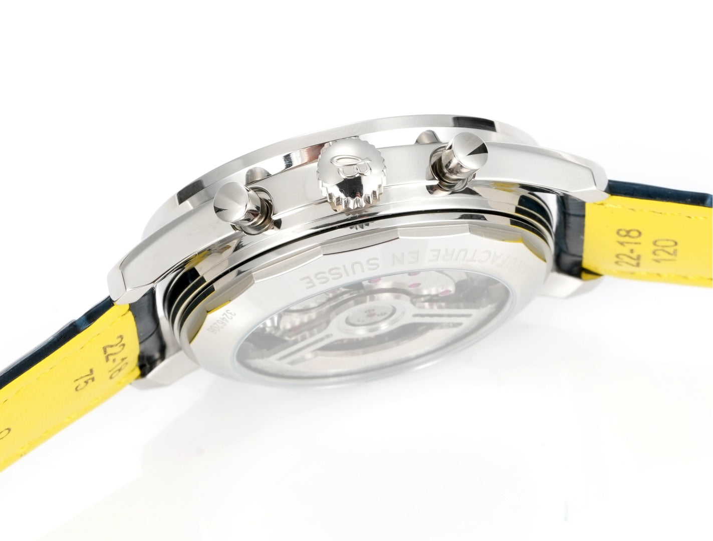 Chronograph - Rhinestone bezel - Blue White - N-Timer - Blue Leather - Automatic - 43mm