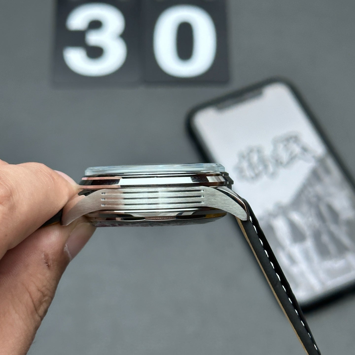 Chronograph - Grey - Black Leather - Automatic - 42mm