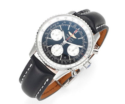 Chronograph - White Ceramic - Black White- N-Timer - Black Leather - Automatic - 43mm