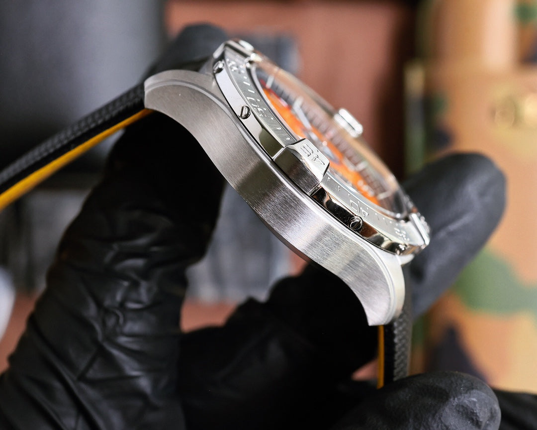 Chronograph -Silver Ceramic Yellow - Black Rubber - Quartz - 43mm