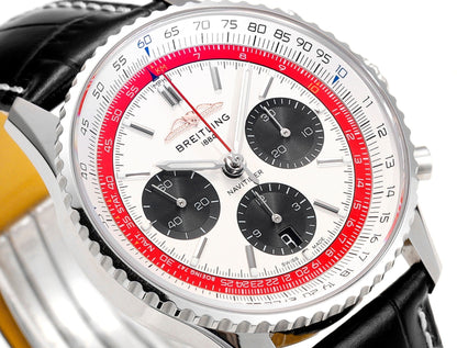 Chronograph - White Ceramic - White N-Timer - Black Leather - Automatic - 43mm