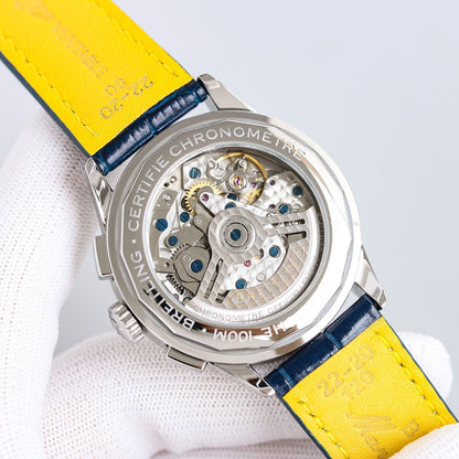 Chronograph - White Blue - Blue Leather - Automatic - 42mm