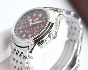 Chronograph - Red White - Silver 316L Steel - Automatic - 42mm