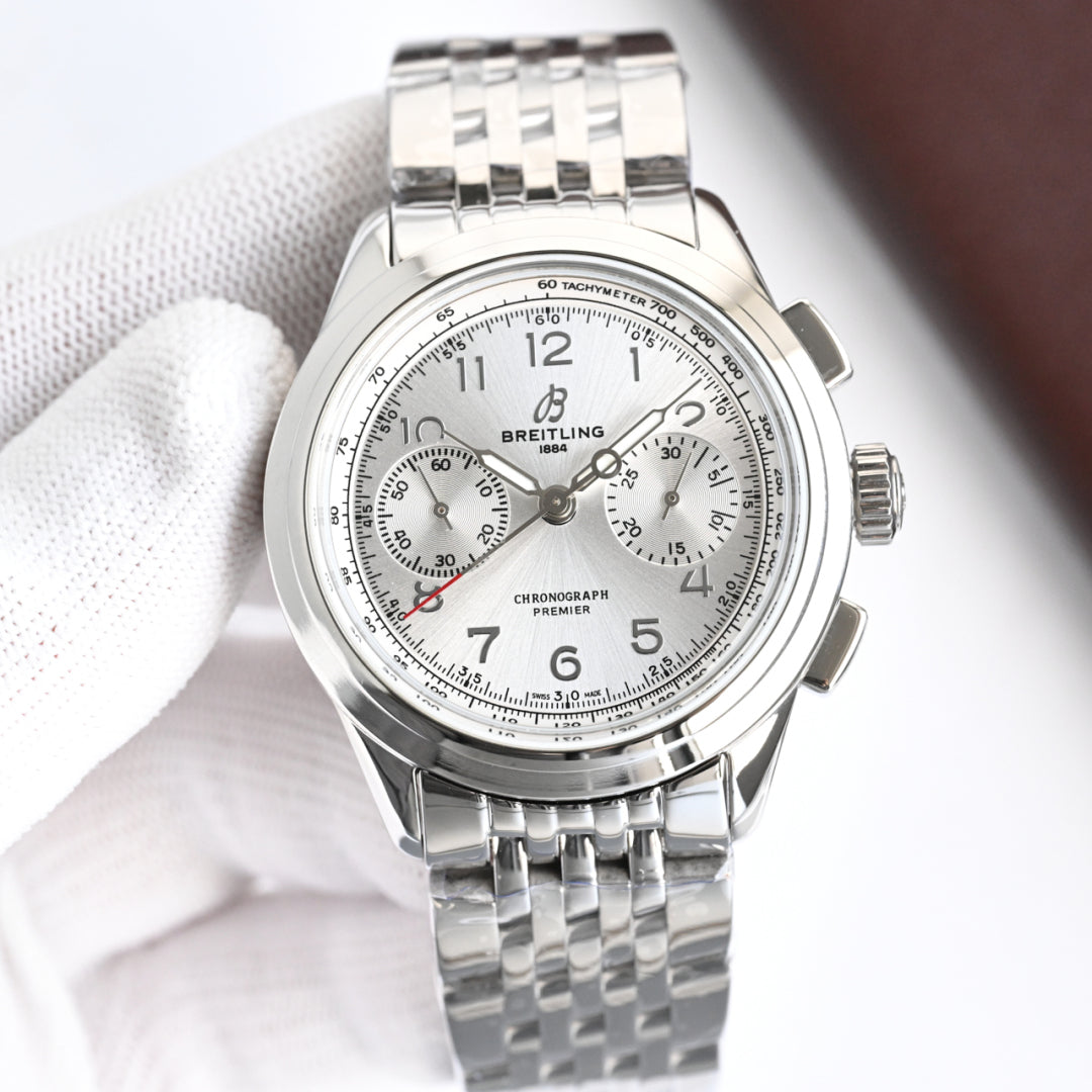 Chronograph - Silver White - Silver 316L Steel - Automatic - 42mm