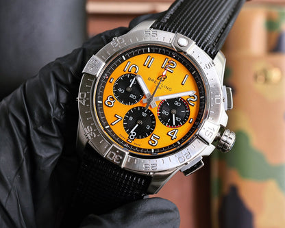 Chronograph -Silver Ceramic Yellow - Black Rubber - Quartz - 43mm
