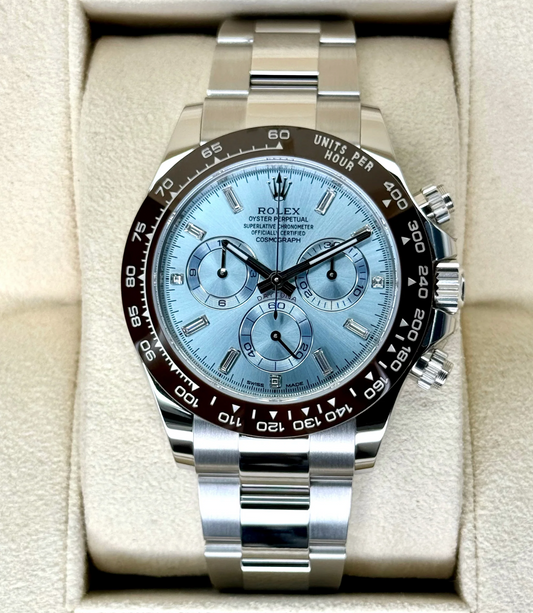 Daytona  116506 steel Ice Baguette Blue Dial