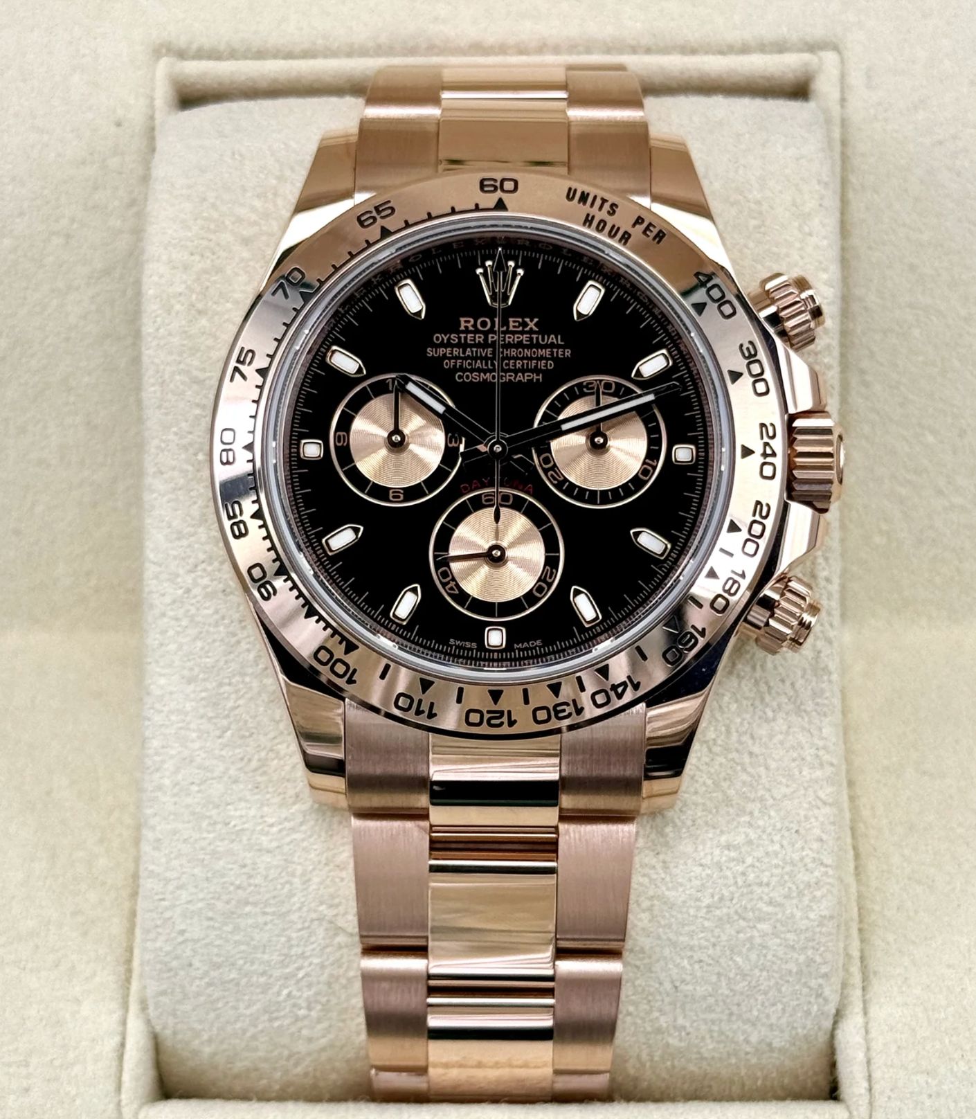 Daytona 40mm116505 Rose steel Black Dial