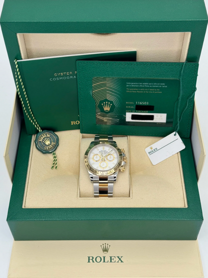 Daytona 40mm 116503 Tow-Tone White Dial