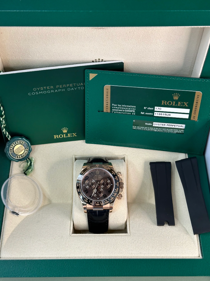 Daytona 40mm 116500LN Chocolate Arabic Dial rose Gold