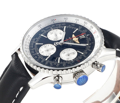 Chronograph - White Ceramic - Black White- N-Timer - Black Leather - Automatic - 43mm