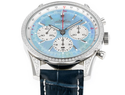 Chronograph - Rhinestone - Sky Face - N-Timer - Black Leather - Automatic - 43mm