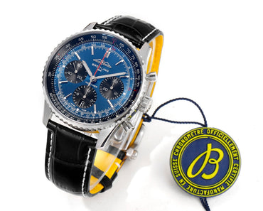 Chronograph - Black Ceramic - Blue N-Timer - Black Leather - Automatic - 43mm