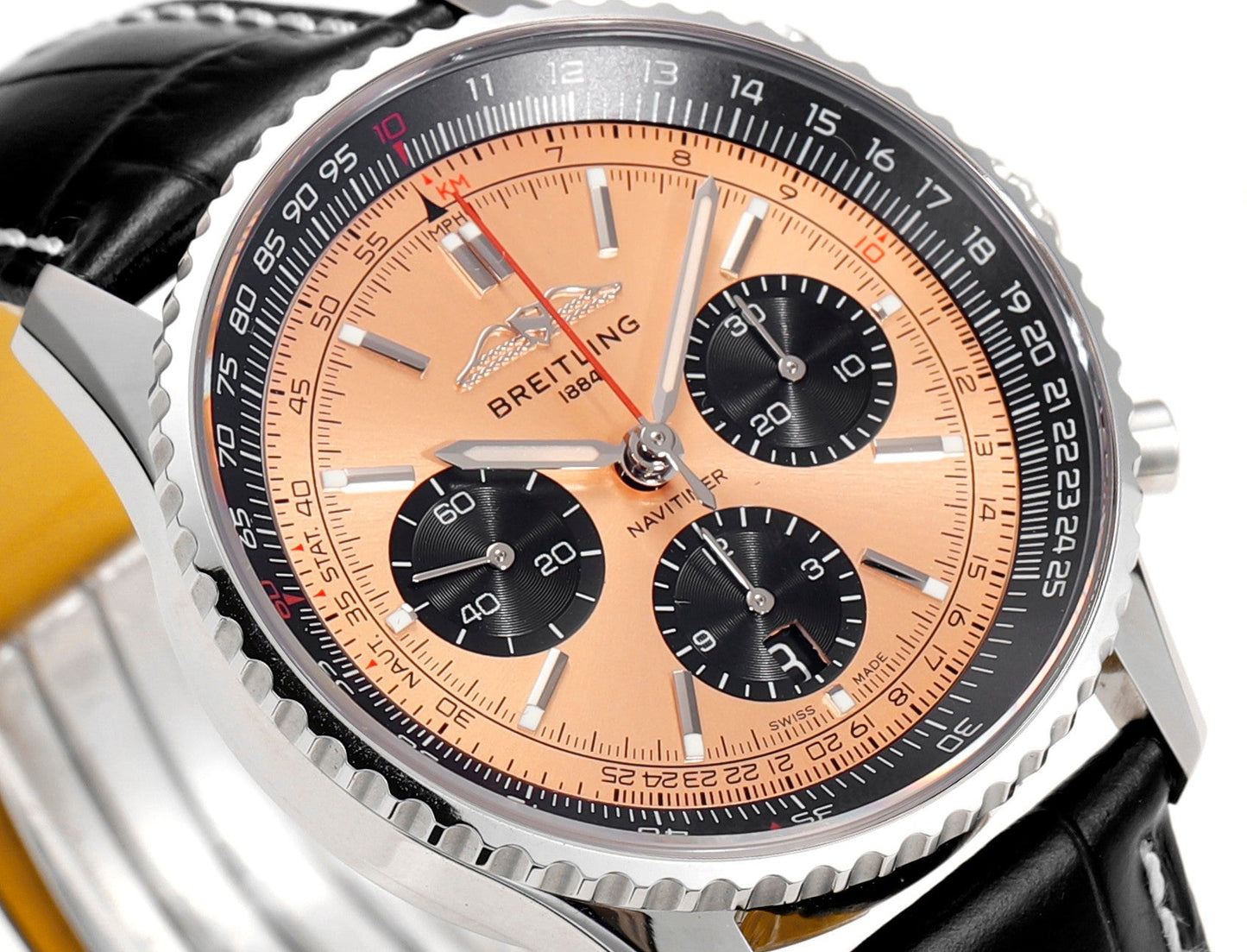 Chronograph - Black Ceramic - Orange- N-Timer - Black Leather - Automatic - 43mm