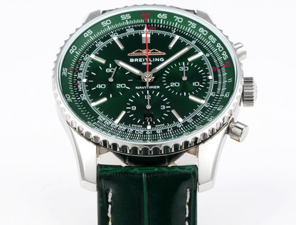 Chronograph - White bezel - Green - N-Timer - Green Leather - Automatic - 43mm