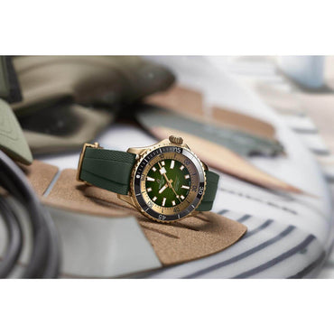 Rosegold Ceramic- Green White - Black Rubber - Automatic - 42mm