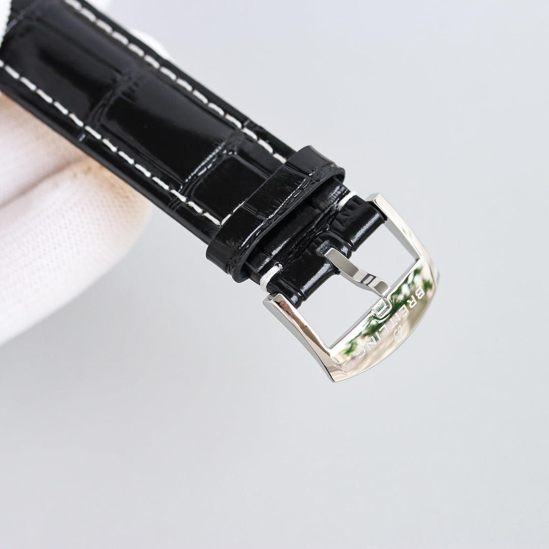 Chronograph - Panda face - Black Leather - Automatic - 42mm